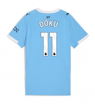 Manchester City Jeremy Doku #11 Primera Equipación Mujer 2025-26 Manga Corta